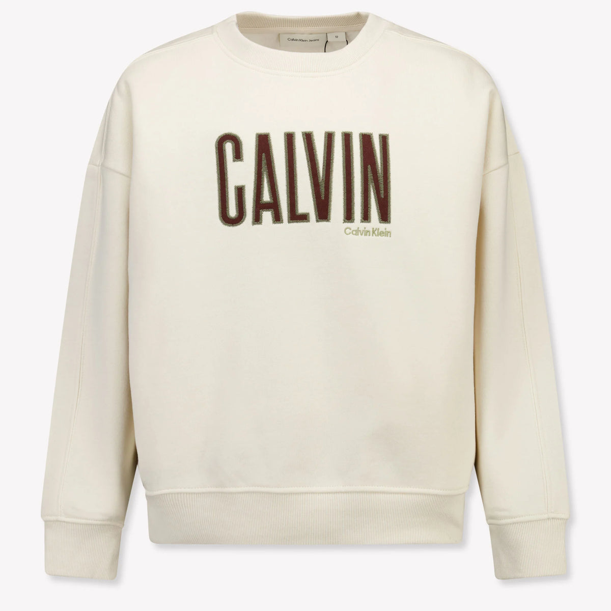 Calvin Klein felpa girocollo junior con stampa grande LVCKGJB31B CKS beige