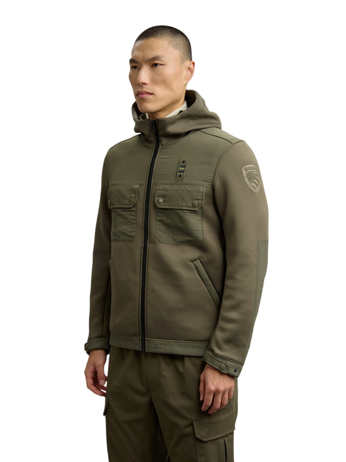 Blauer Rodman Scuba Multi Pocket Sweatshirt 25WBLUF02252-004745 670 Verde – Felpa Uomo Tecnica