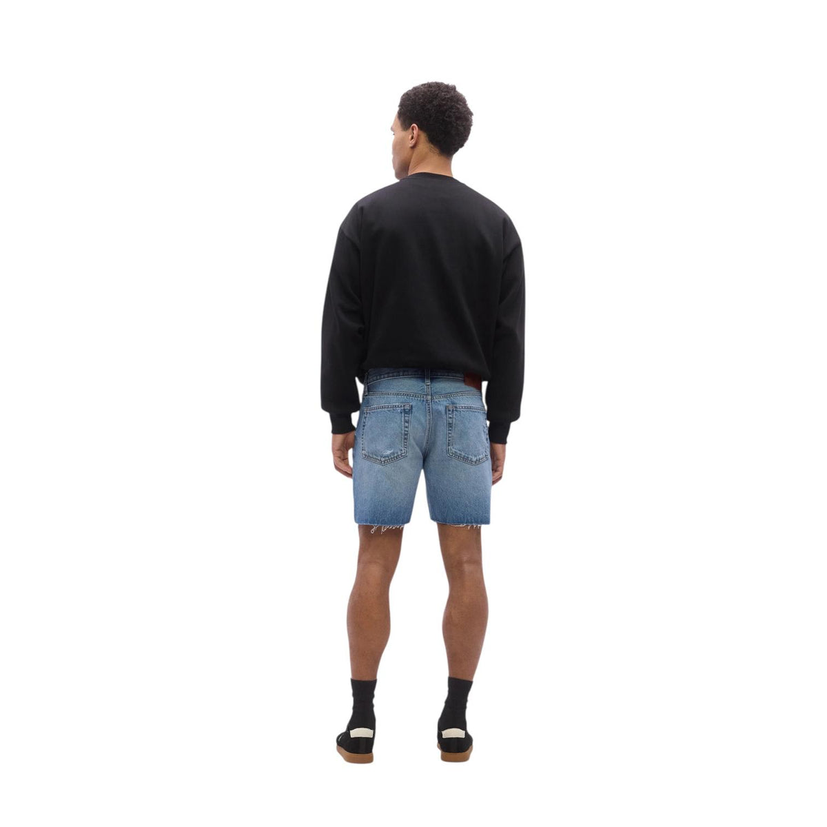 Calvin Klein Bermuda Jeans Uomo LV04RF790GXBI - Denim Blu Chiaro con Rotture Streetwear dietro