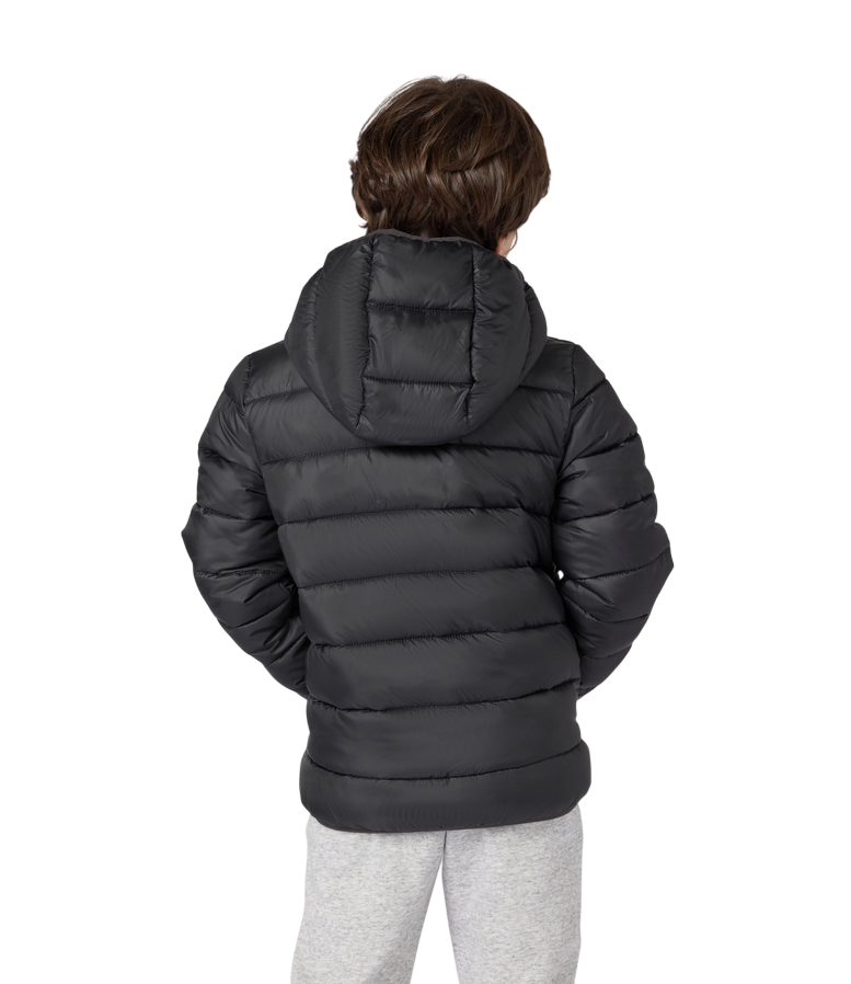 Champion Giacca Bambino Cappuccio 307222 KK001 Nero – imbottita, idrorepellente, comfort, stile - indossato retro 