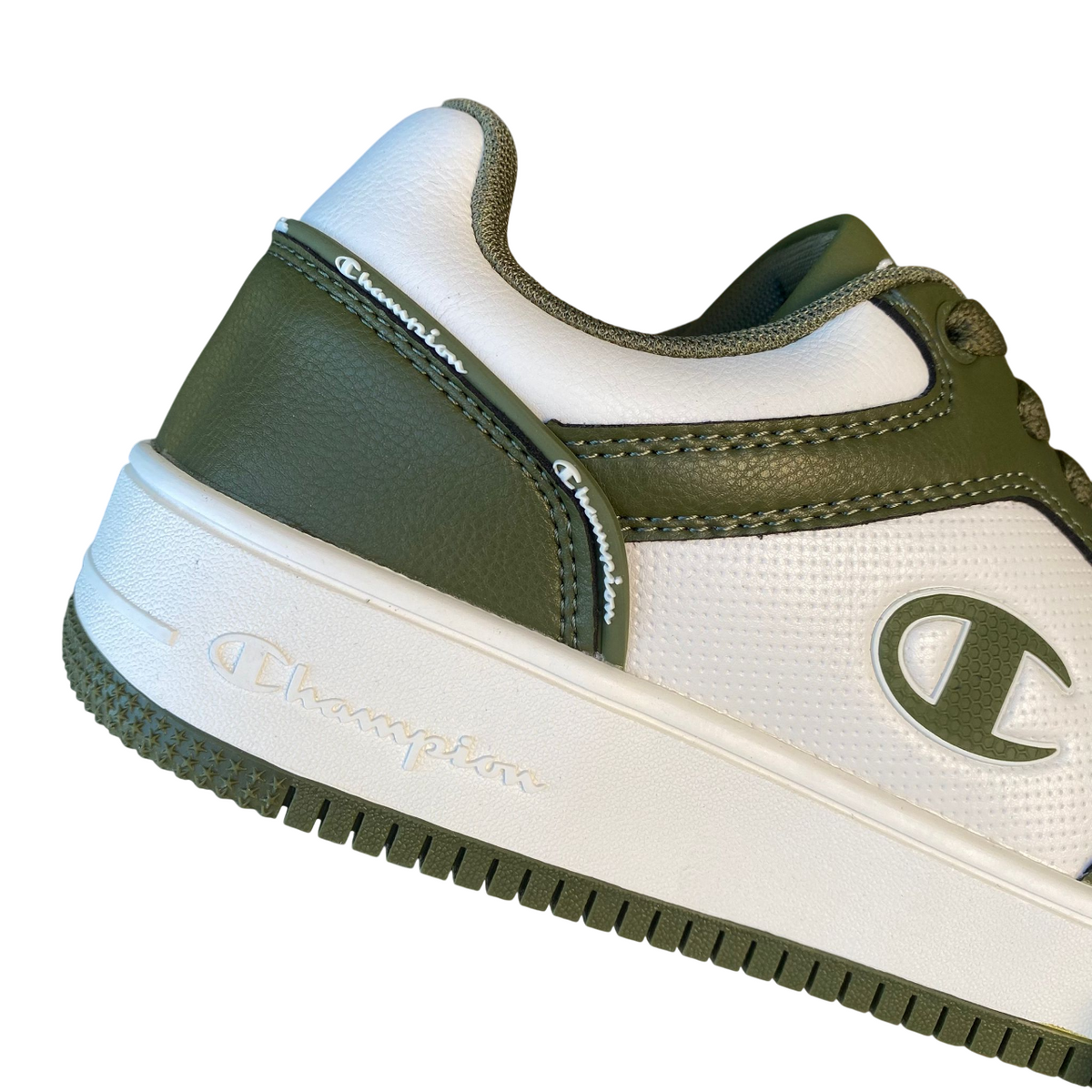 Champion Trainers RD18 Low S21906 GS585 Bianco-Verde| Sneakers basket uomo stile comfort - tallone