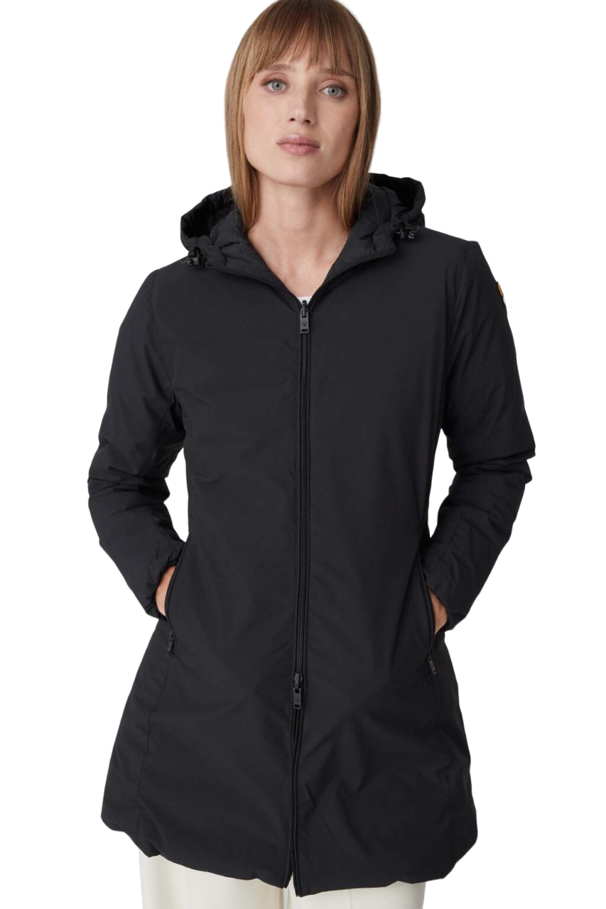 Ciesse Piumini Giacca da donna con cappuccio linea sfiancata e reversibile Jusy nero