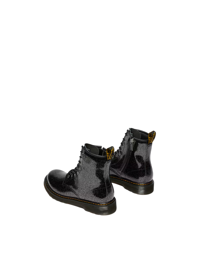 Dr. Martens – Stivali Junior 1460 Glitter 41436001 Nero & Argento | Design Brillante, Pelle Glitterata Kids, Comfort Protezione - tallone