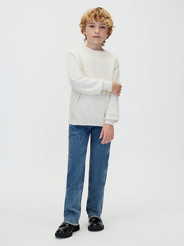 Calvin Klein Maglione bambino in maglia con logo LVCKFJF04B CKS beige