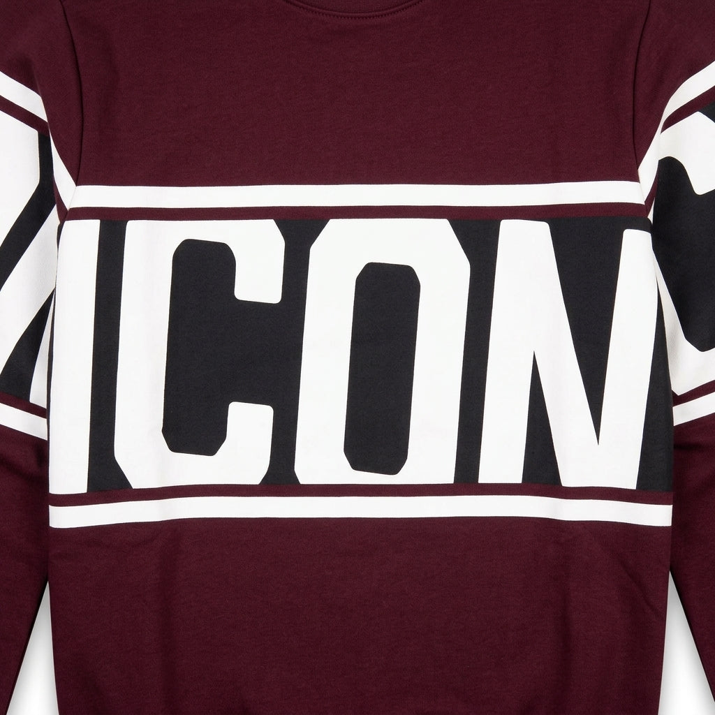 Icon felpa girocollo da uomo Stripe IUF052 bordeaux