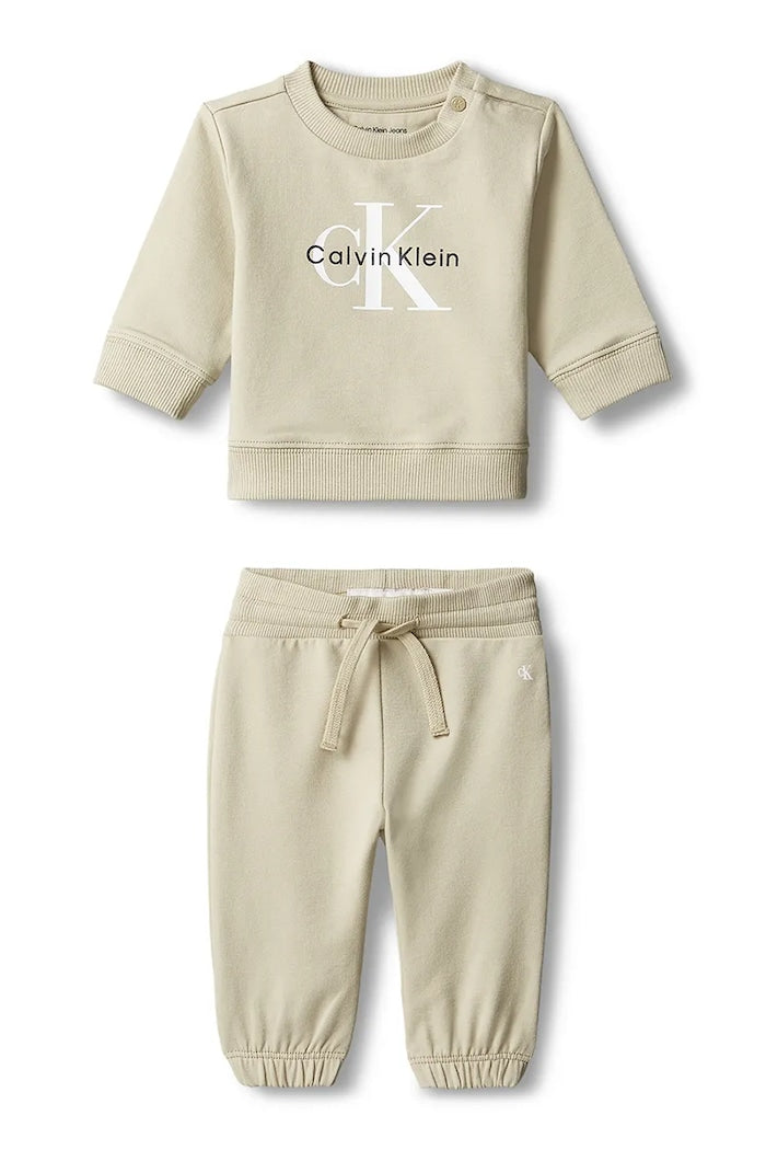 Calvin Klein tuta sportiva per bambini con cotone LVCKFJI13N PDL beige