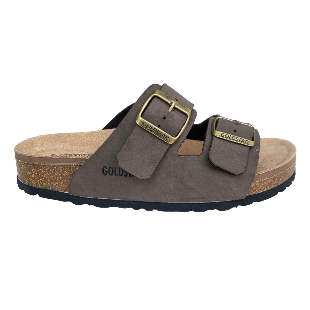 Goldstar ciabatta da uomo con sottopiede in pelle e con 2 fibbie regolabili GS39900 moro