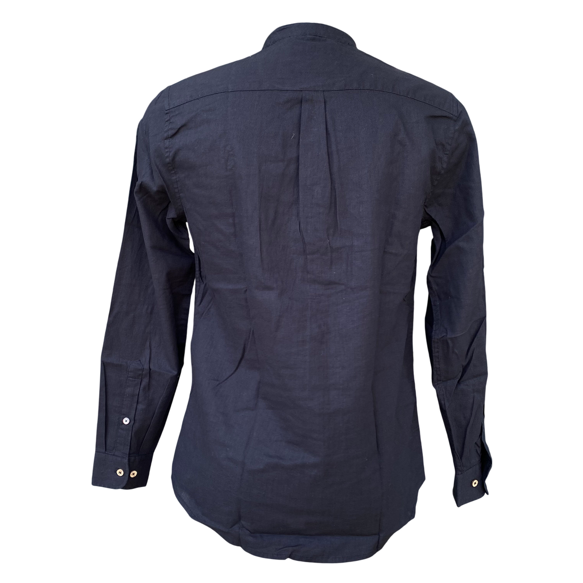 Hamaki-Ho camicia manica lunga da uomo con collo coreano in lino e cotone CE1258H nero