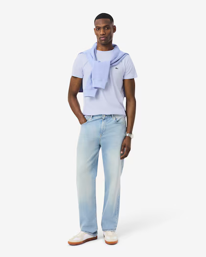 Lacoste T-shirt Uomo Cotone Pima Celeste Manica Corta - TH6709-00 J2G