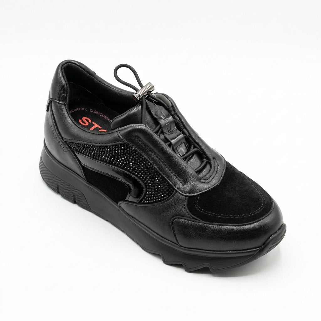 Stonefly Scarpa da donna con laccio elastico e cerniera Spock 52 224320 000 nera