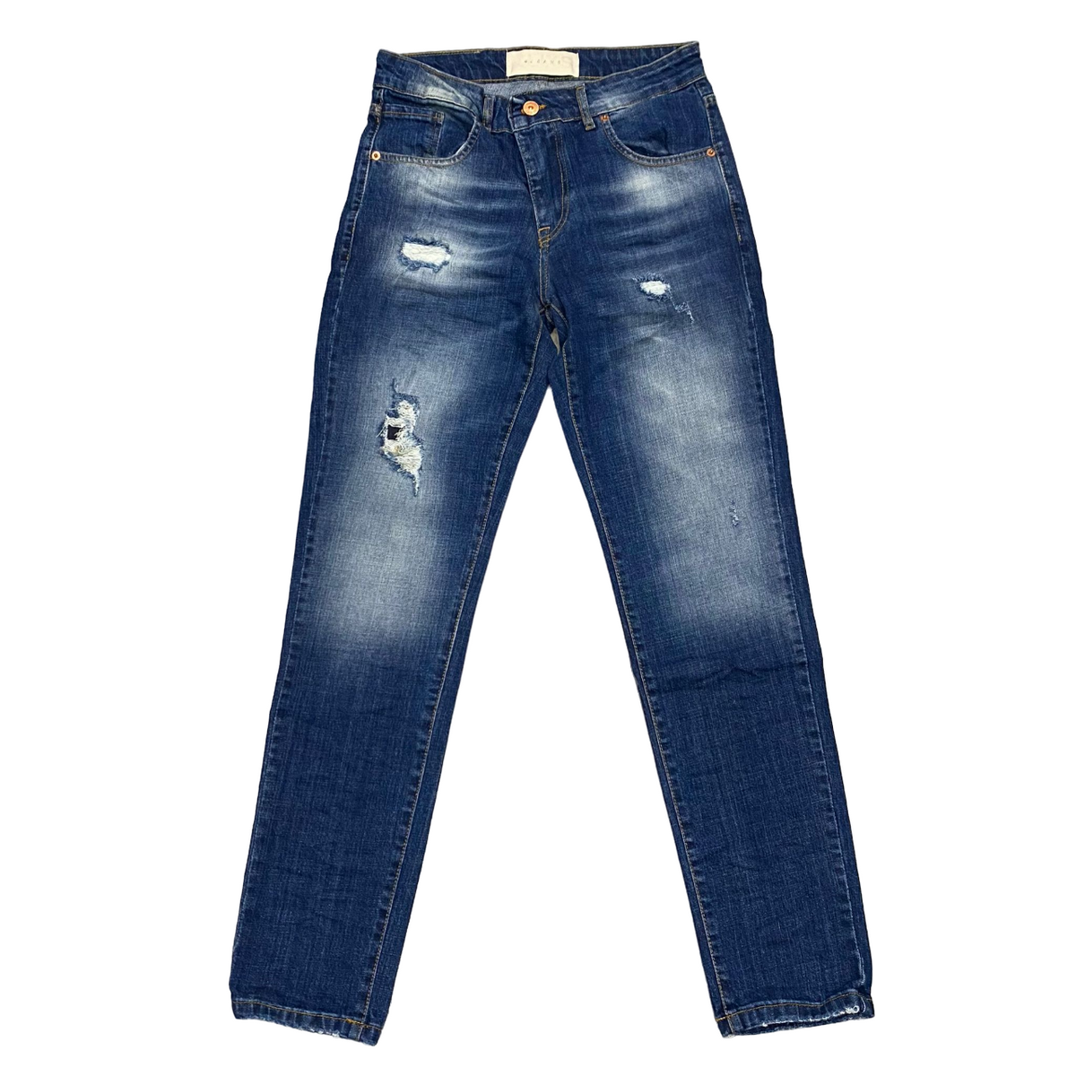 Klixs pantalone jeans da uomo slavato con rotture Mike 01154LU blu slavato