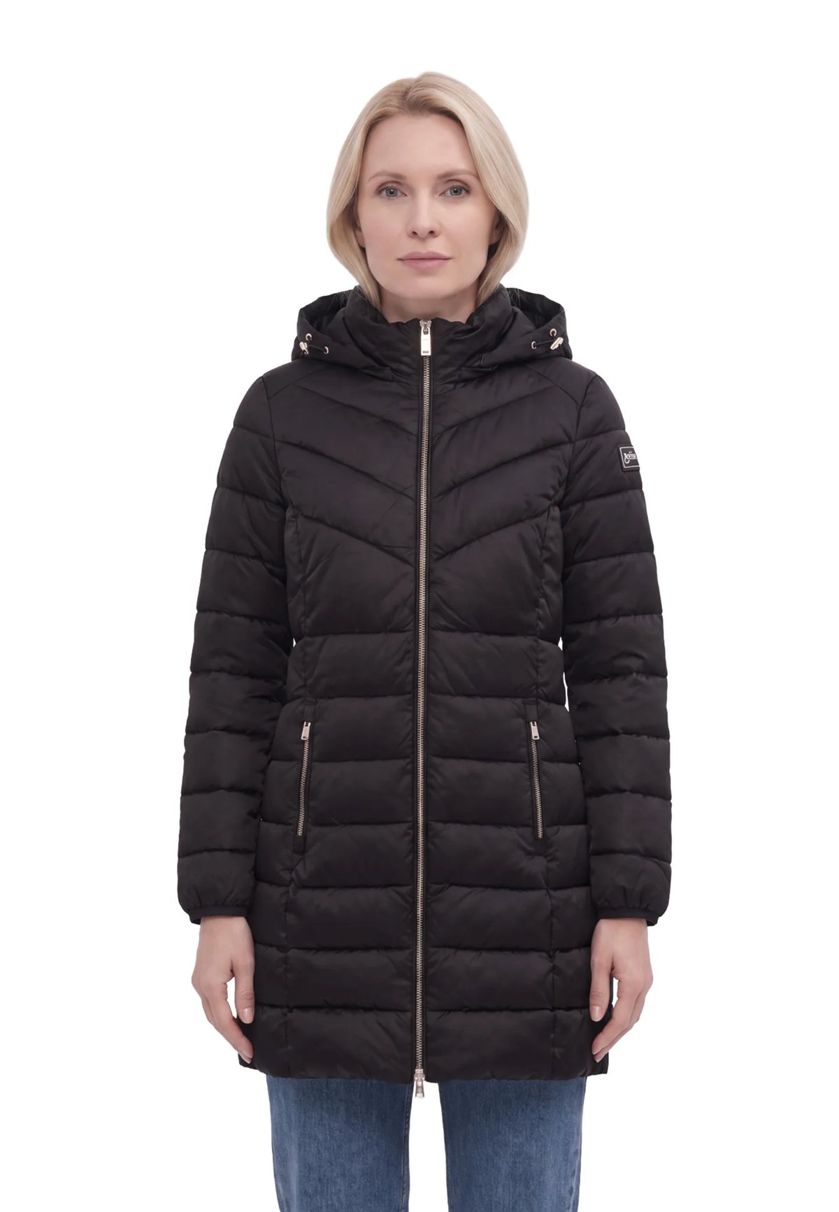 Yes Zee piumino lungo da donna con cappuccio 1003 O017 M500 0801 nero