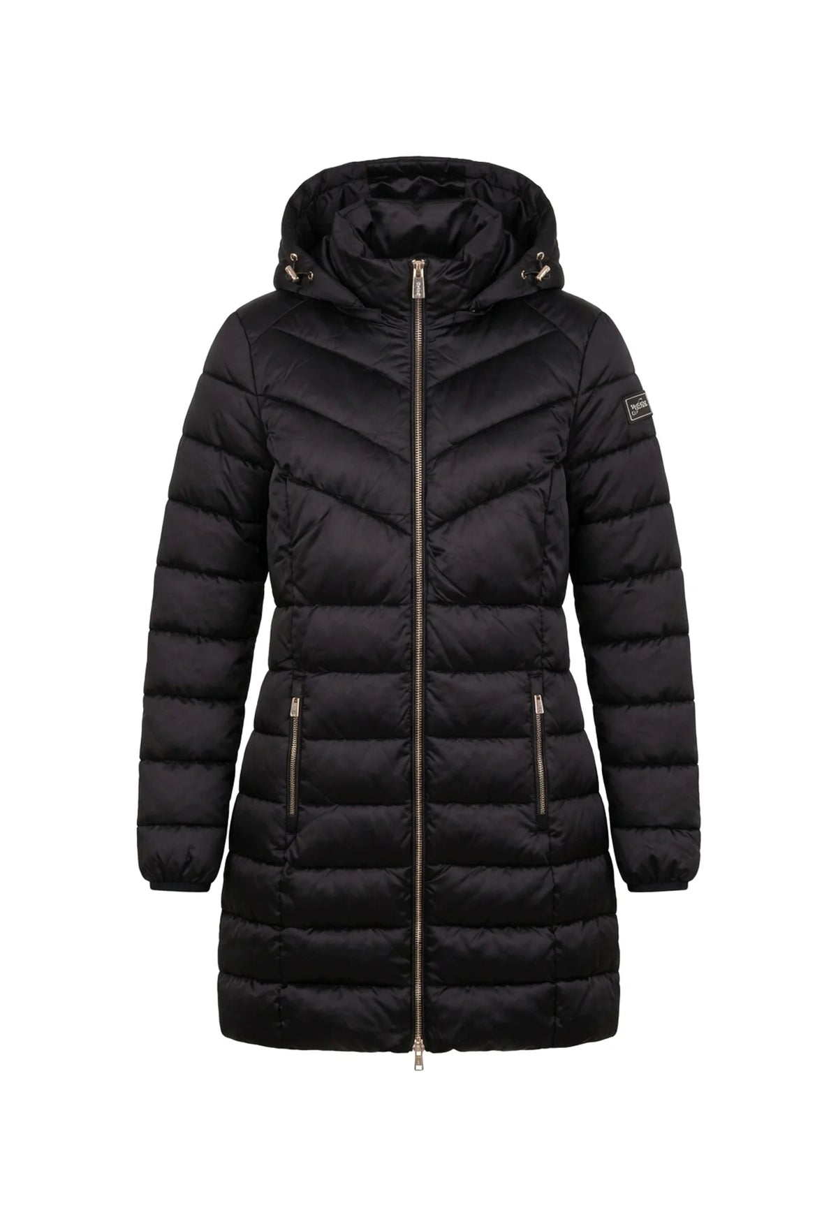 Yes Zee piumino lungo da donna con cappuccio 1003 O017 M500 0801 nero