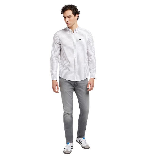 Lee camicia manica lunga da uomo a righe 112349958 verde oliva
