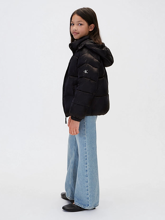Calvin Klein Piumino junior con cappuccio e logo LVCKFJM10G 0GK nero