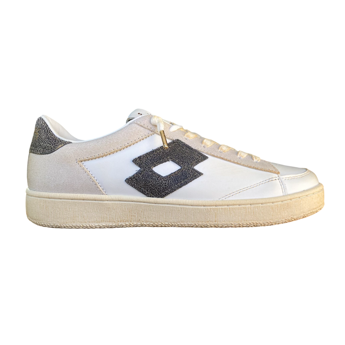 Lotto Leggenda – Scarpa Sneakers Uomo Losanga '76 CRACK Bianco-Nero | Stile Retrò, Design Iconico e Comfort Premium