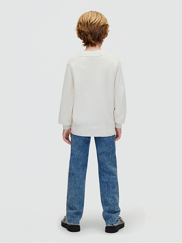 Calvin Klein Maglione bambino in maglia con logo LVCKFJF04B CKS beige