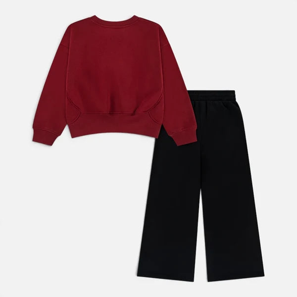 Nike tuta sportiva da bimba NKG FLEECE CREW WIDE LEG 36P285-KR4 rosso-nero