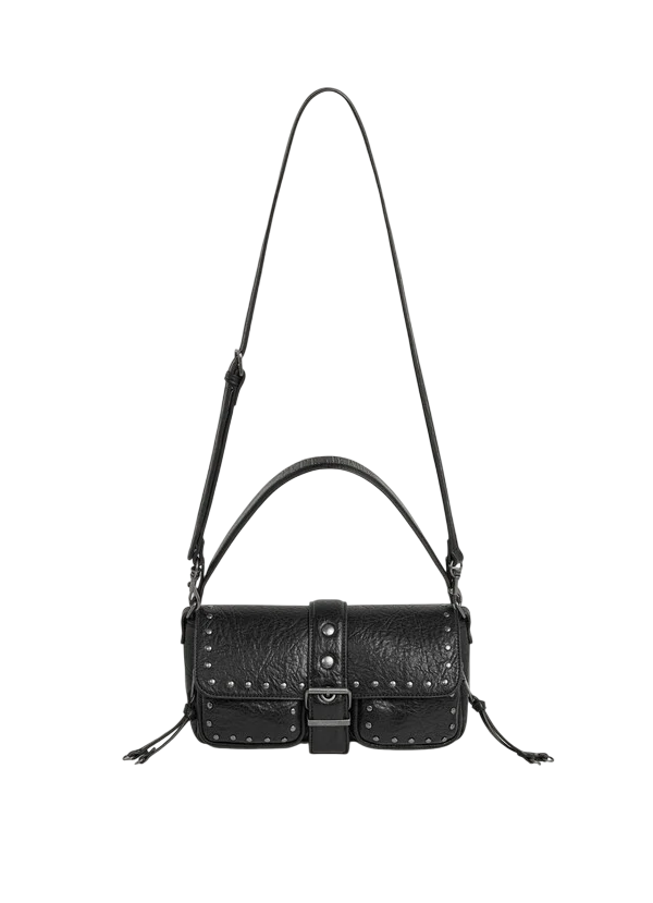 Pepe Jeans Borsa Donna PL0300002 Nero – Tracolla Sally Moon in Similpelle con Borchie e Patta Magnetica - tracolla 