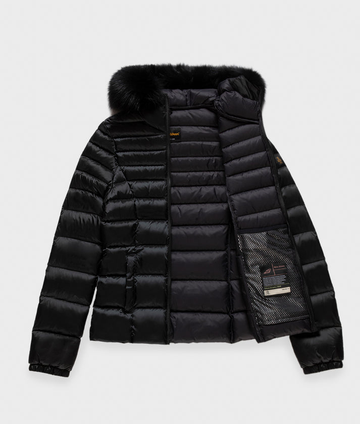 RefrigiWear piumino da donna MEAD FUR JACKET W97618 G06000 nero
