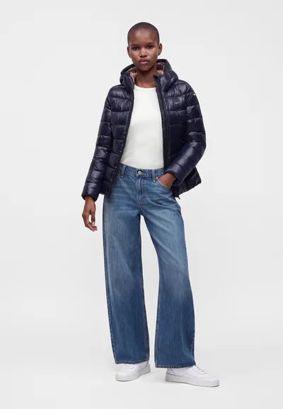 Blauer piumino donna con cappuccio 26WBLDC02070-006648 888 blu