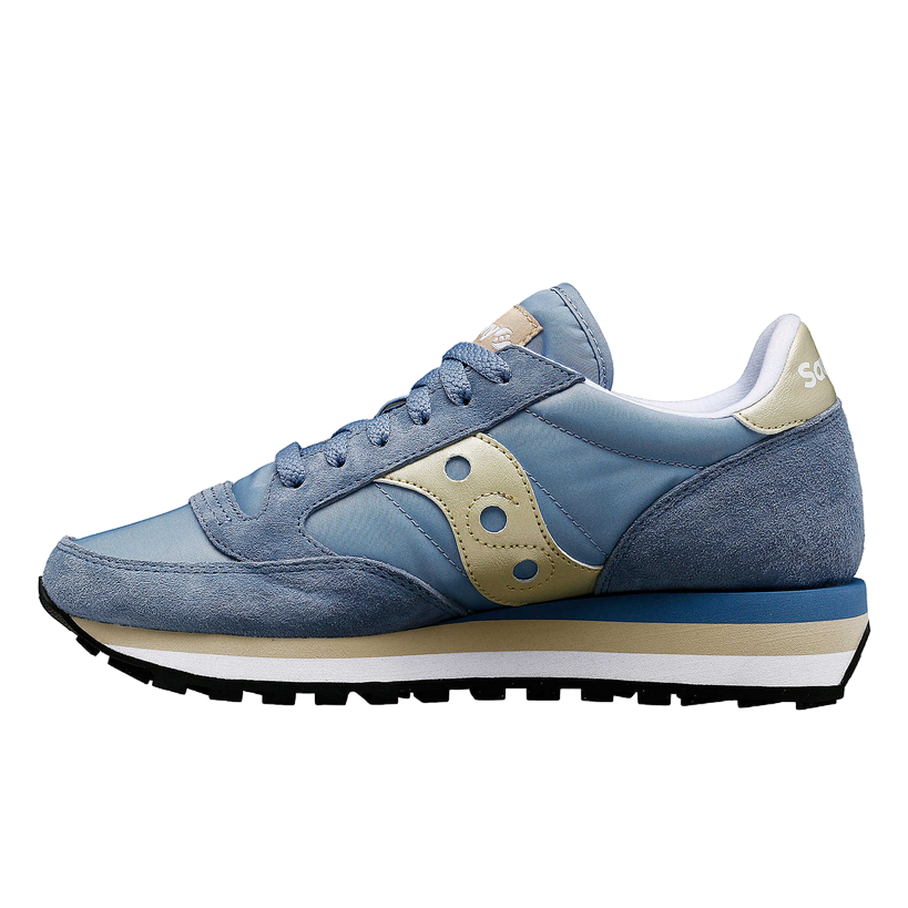Saucony Originals Jazz Triple S60530-44 sneakers da donna in blu chiaro e oro con intersuola tripla e design iconico laterale interno