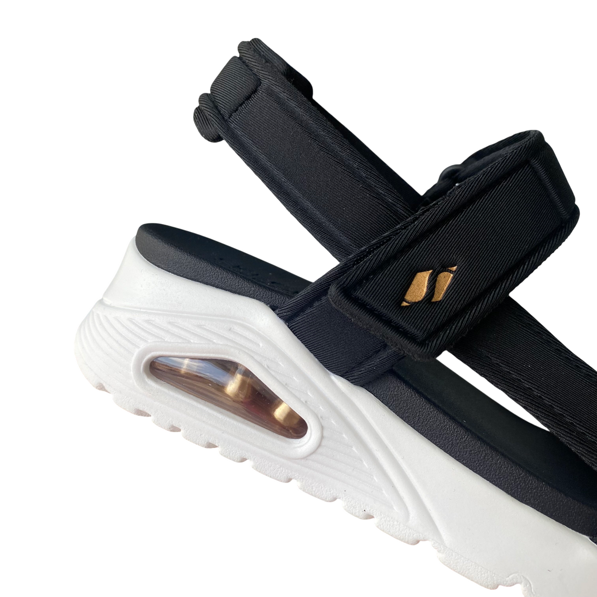 Sandali Skechers Uno Summer Stand2 neri donna 119813 vegan con suola ammortizzata e design estivo elegante dettaglio tacco
