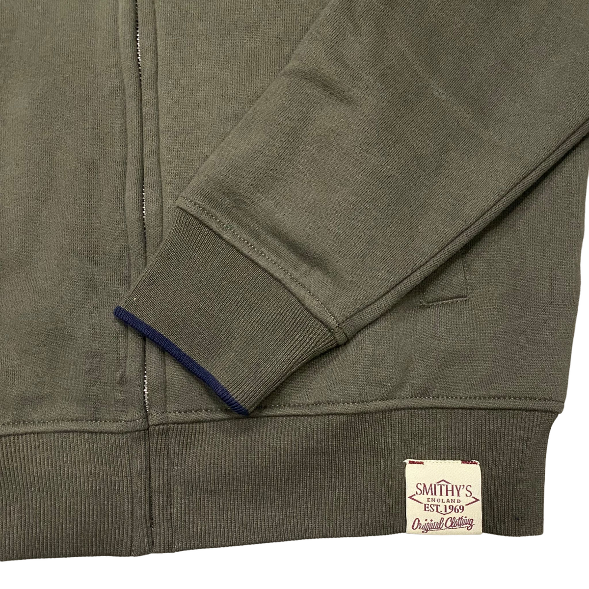 Smithy's felpa con cerniera intera da uomo verde militare