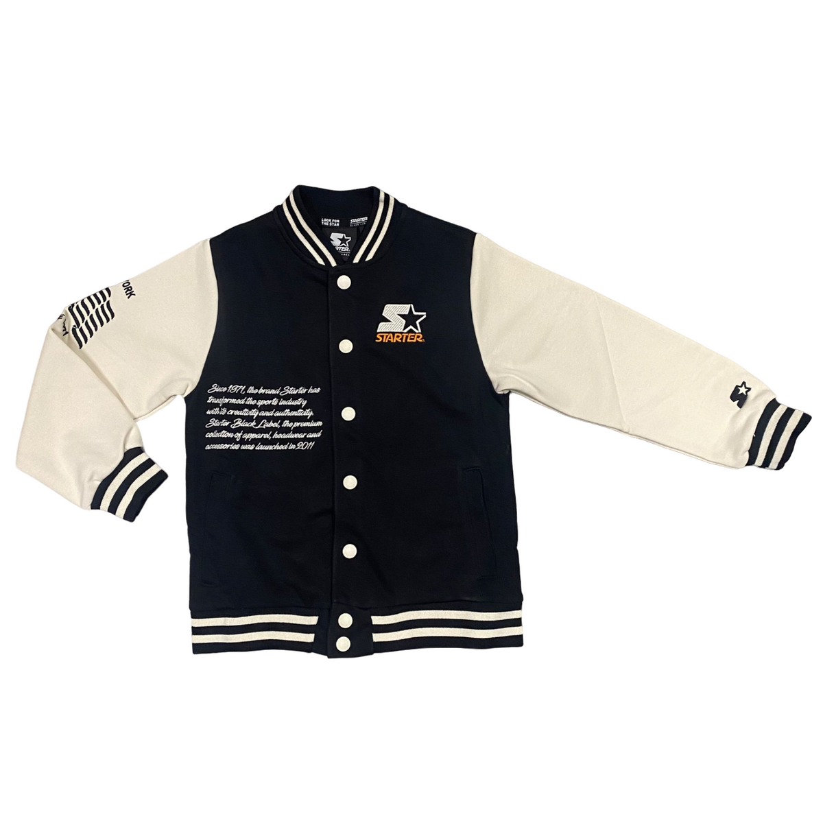 Starter giacca bomber in felpa da ragazzo Varsity nero