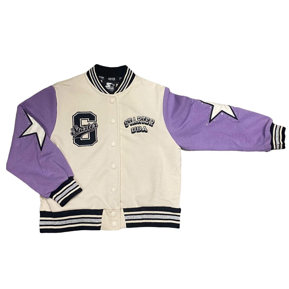 Starter giubbotto bomber America da ragazza. Colore crema lilla