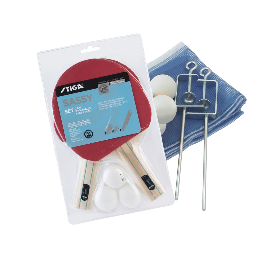 Stiga Set Sassy con 2 racchette e 3 palline + rete e tendirete 2C4-544
