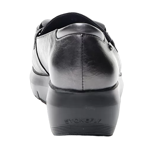 Stonefly mocassino da donna in pelle Plume 13 Lamoinated 218215 Z41 carbone