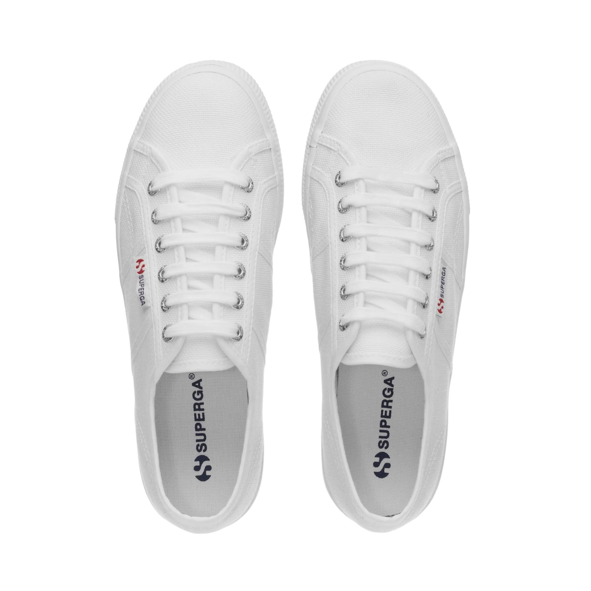Superga 2790 Cotw bianche da donna con zeppa 4cm, modello S9111LW 901, vista tomaia