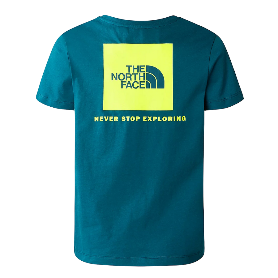The North Face maglietta manica corta da ragazzo Redbox NF0A87T5YAO blu muschio giallo limone