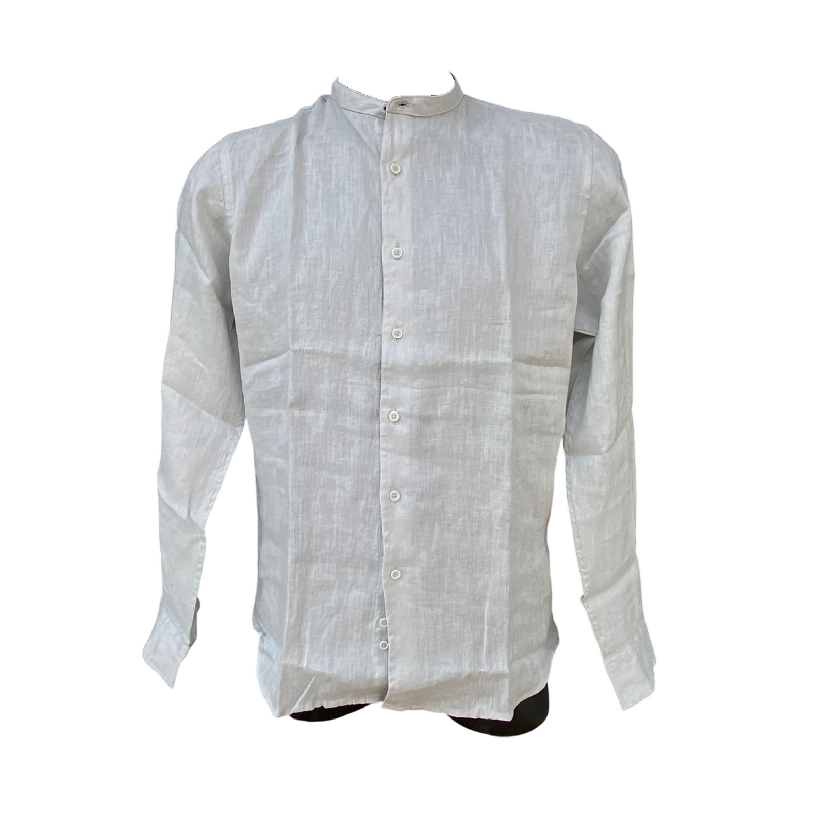 Trez camicia da uomo maniche lunghe e collo coreano in lino Cenzo-1211 M49018 380 mastice