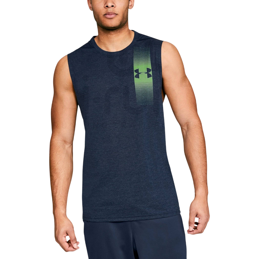 Canotta sportiva Under Armour blu per uomo, tessuto tecnico traspirante ideale per allenamento e fitness, frontale