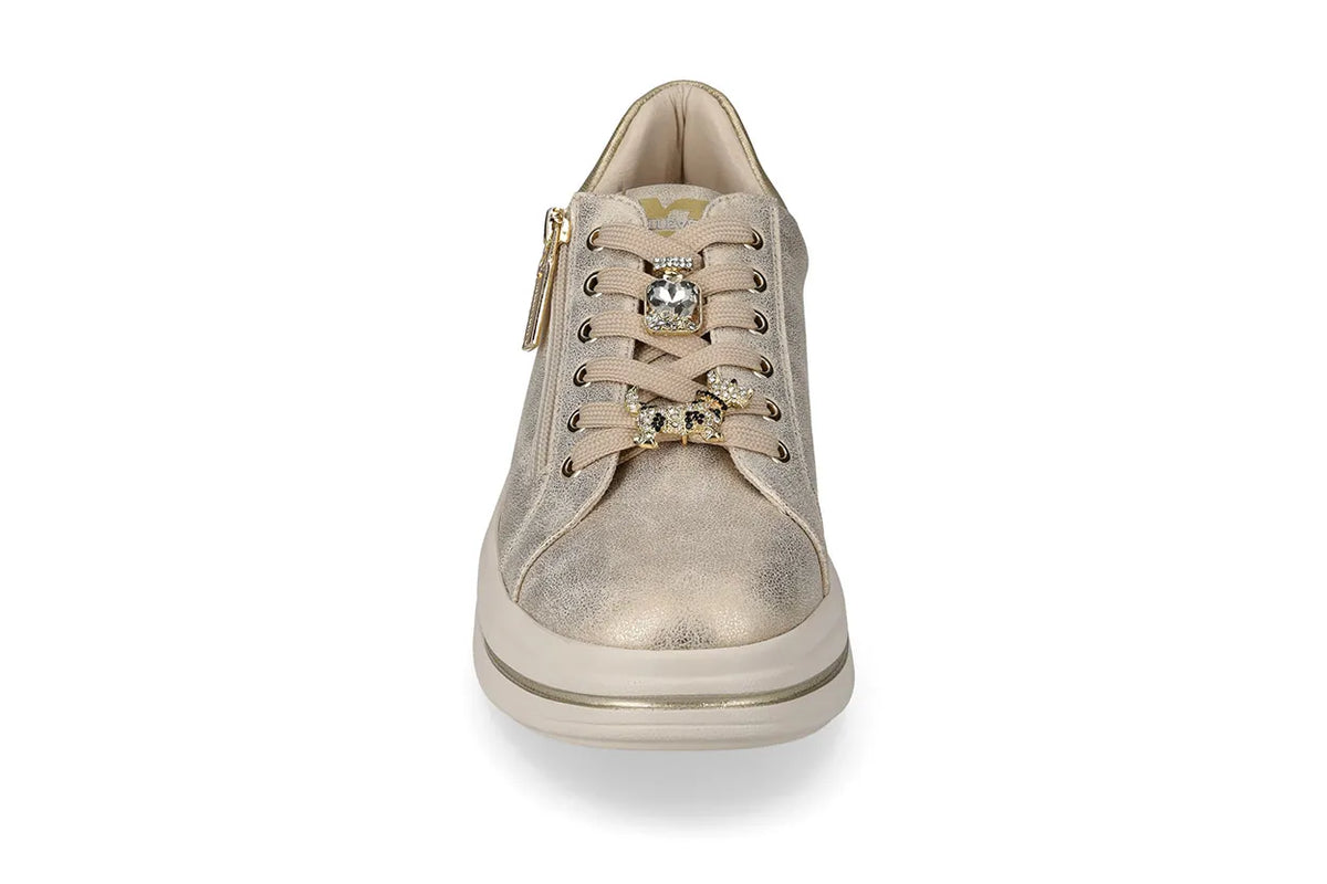 Valleverde sneakers con zeppa da donna con laccio e cerniera 35492B gold