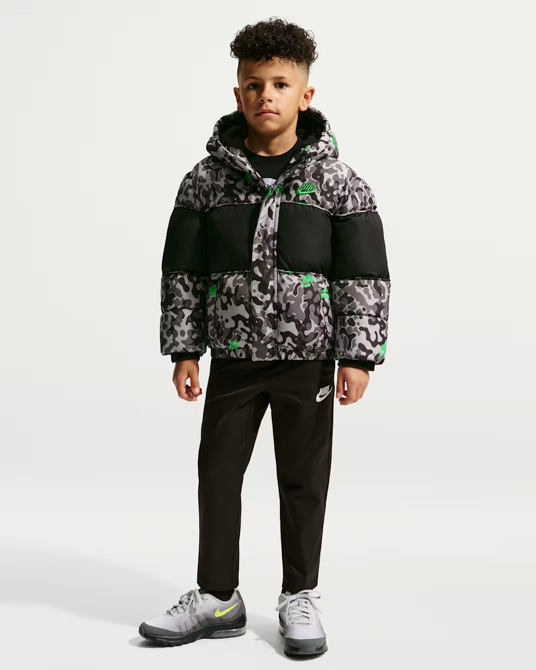 Nike Piumino junior camu Logo Mixed 86N976-K0P grigio
