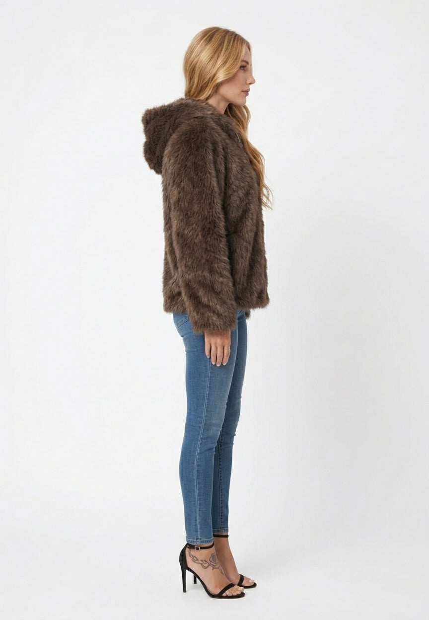 Censured Eco-visone JW1644 FMK6 114 Donna Marrone Chestnut - Pelliccia Corta