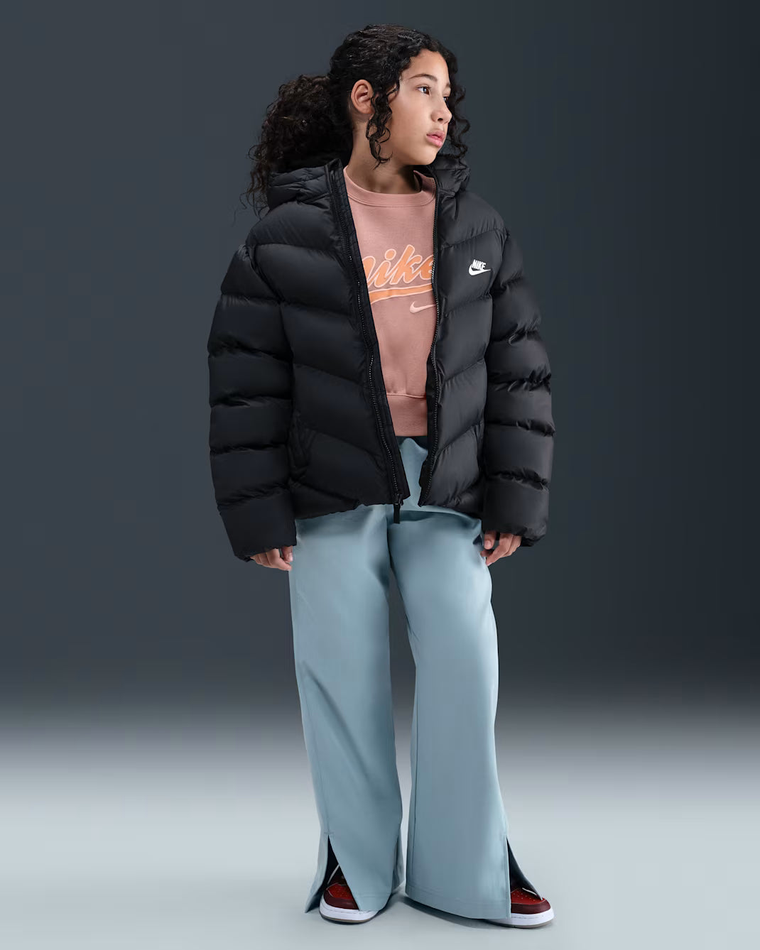 Nike piumino junior loose fit Therma-FIT Sportswear All Day Play HQ4976-010 nero