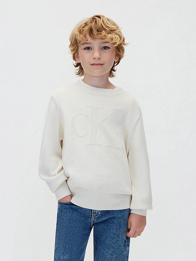 Calvin Klein Maglione bambino in maglia con logo LVCKFJF04B CKS beige