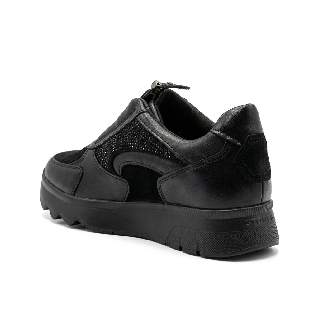 Stonefly Scarpa da donna con laccio elastico e cerniera Spock 52 224320 000 nera