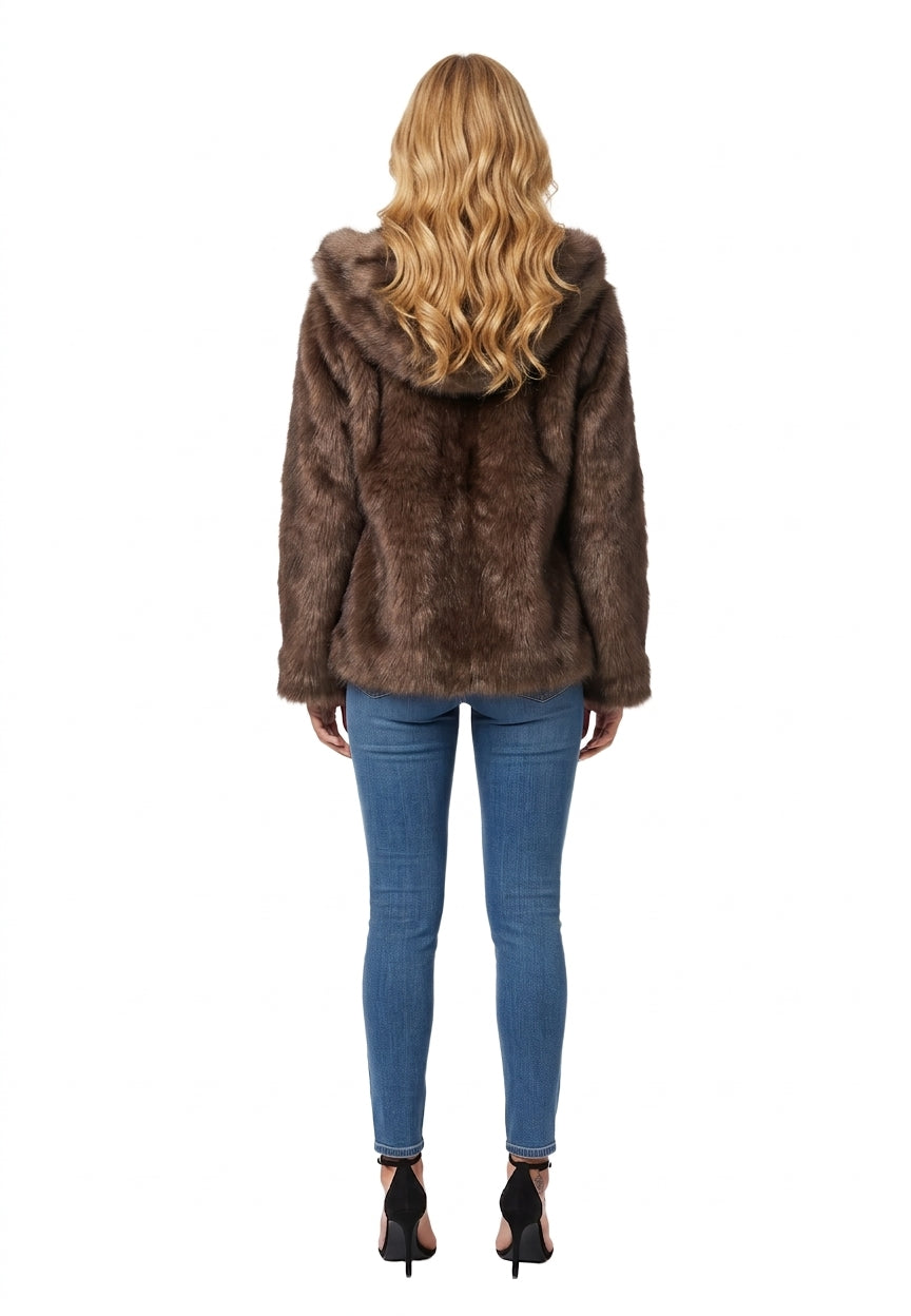 Censured Eco-visone JW1644 FMK6 114 Donna Marrone Chestnut - Pelliccia Corta