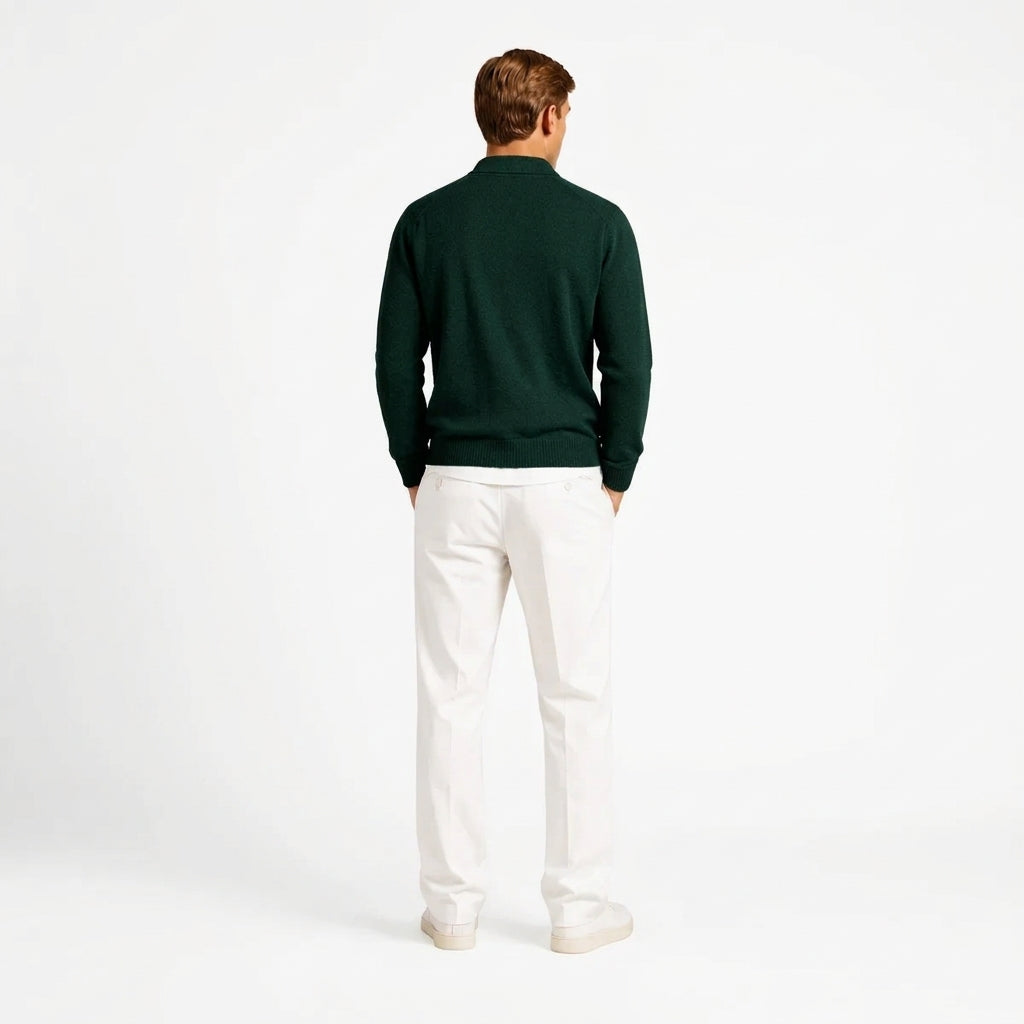 Hamaki-Ho polo in maglia manica lunga da uomo MI3234H FOM verde