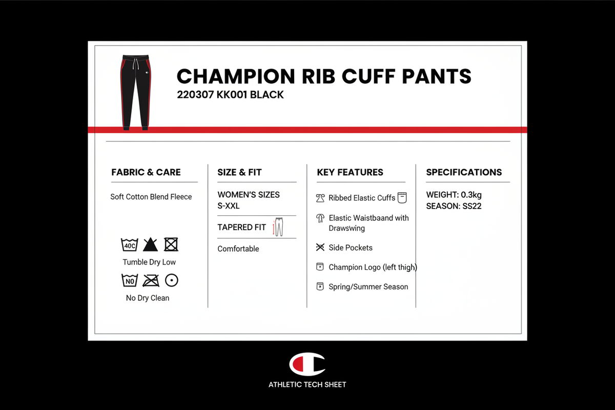 Infografica Champion pantalone donna rib cuff nero