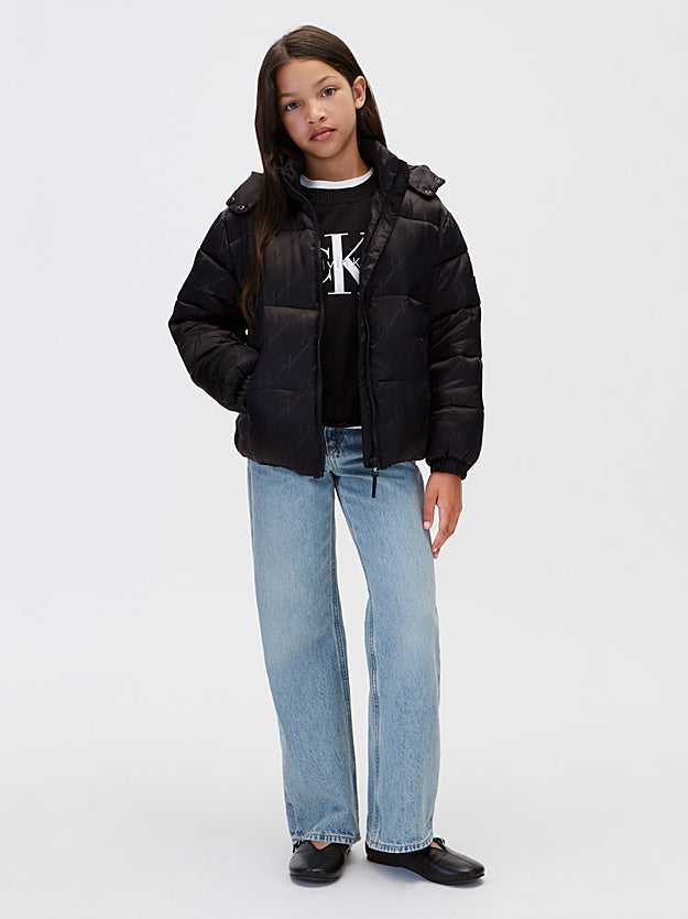 Calvin Klein Piumino junior con cappuccio e logo LVCKFJM10G 0GK nero