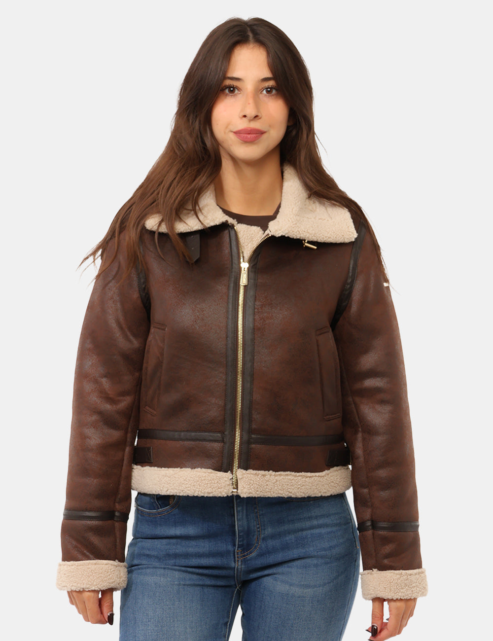 Yes Zee 1399 J023 KJ00 0232 Donna Marrone - Capospalla Effetto Montone