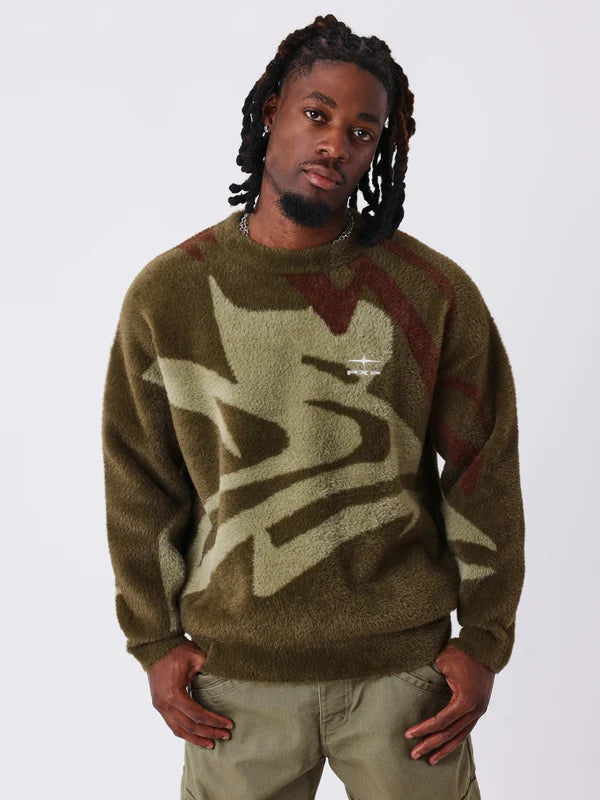 Project X Paris Round neck mohair animal sweater 2661010 OG verde