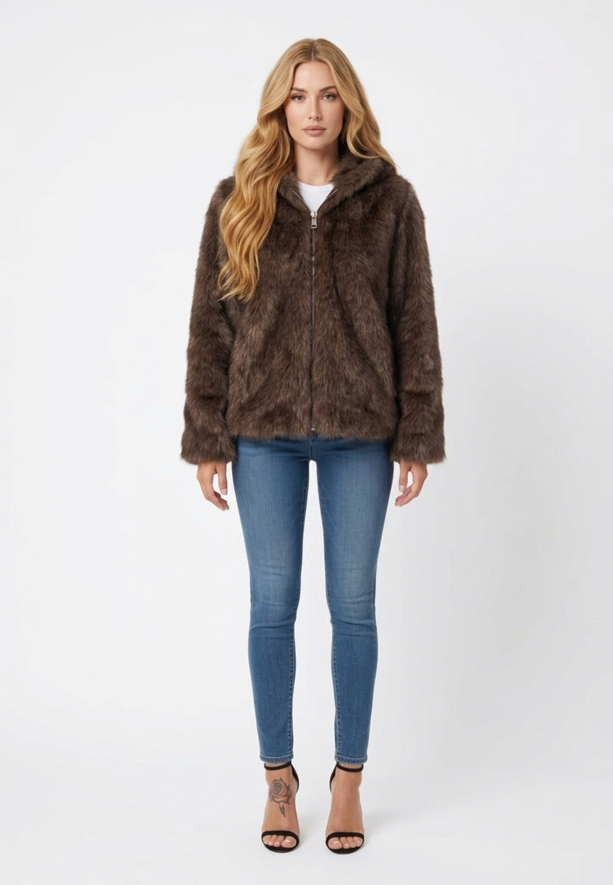 Censured Eco-visone JW1644 FMK6 114 Donna Marrone Chestnut - Pelliccia Corta