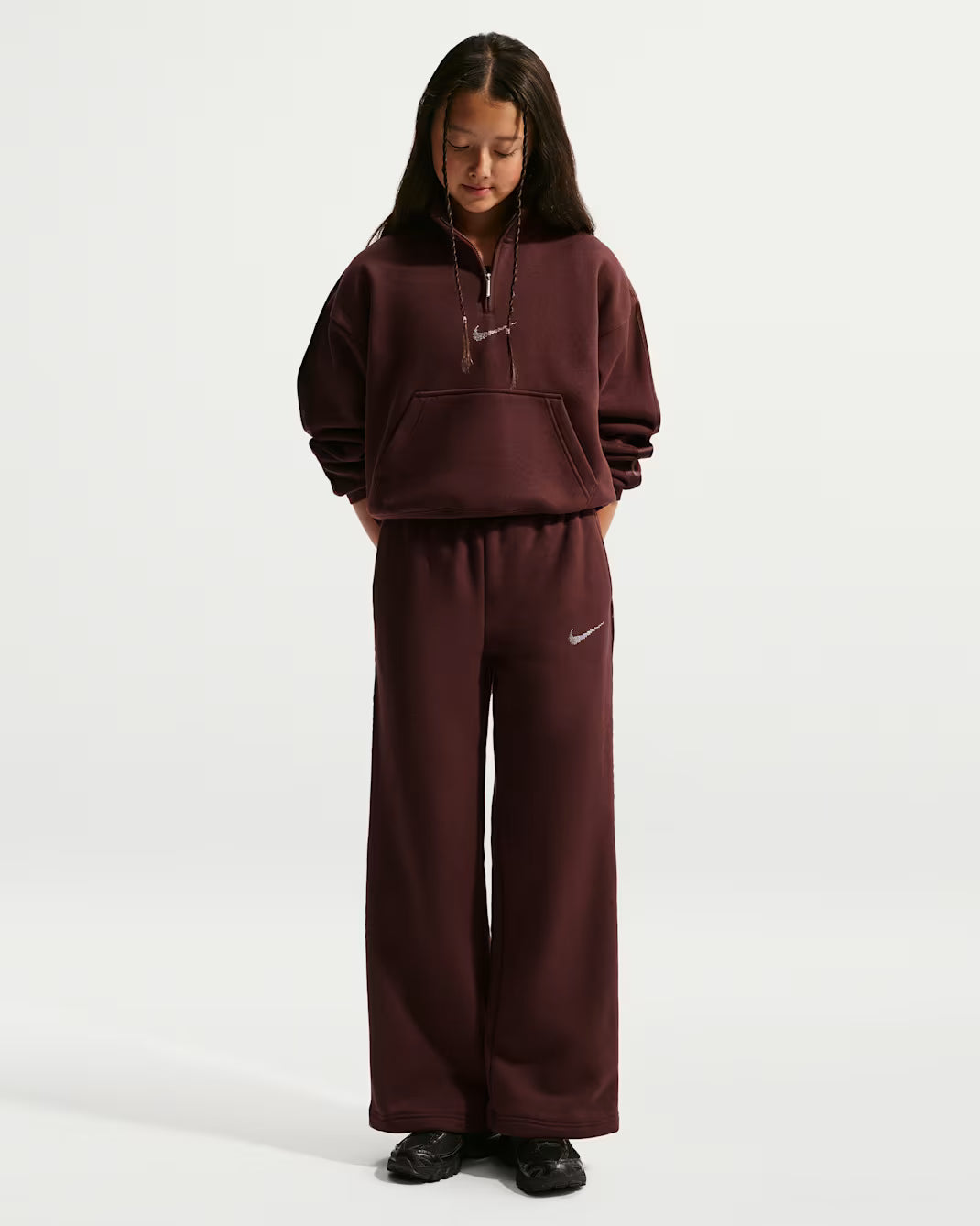 Nike pantalone sportivo da ragazza Studio Fleece IM4983-658 bordeaux